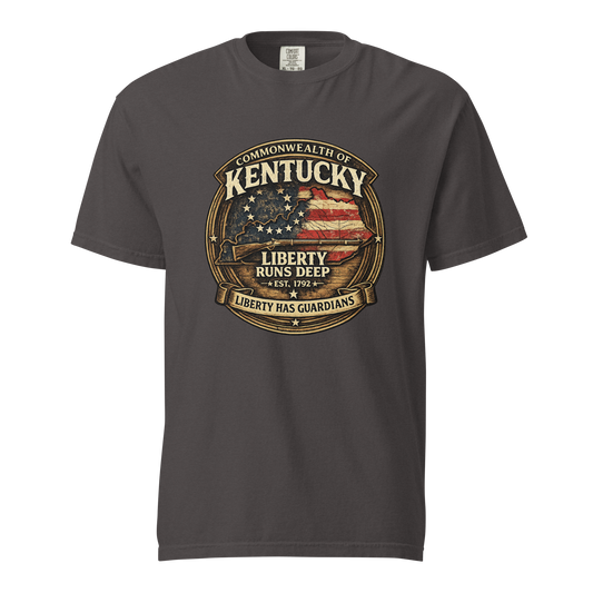Graphite- front view with vintage Commonwealth of Kentucky and American freedom graphic